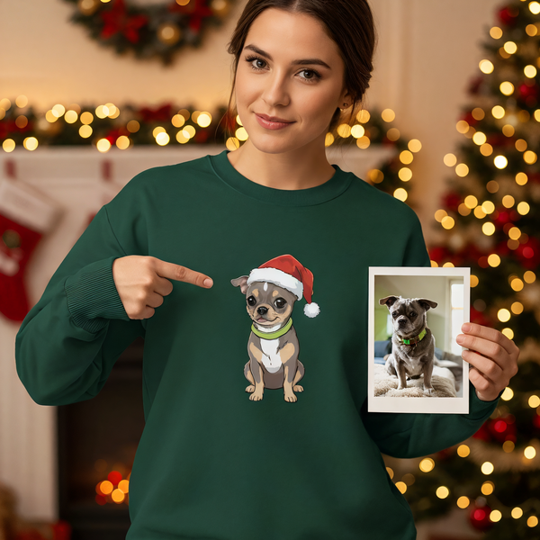 Pet Lovers' Dream Christmas Gift! 🥰 Upload any photo, and we'll instantly put your pup on a cozy, customized holiday sweatshirt. Fast, easy, and magical! 🪄